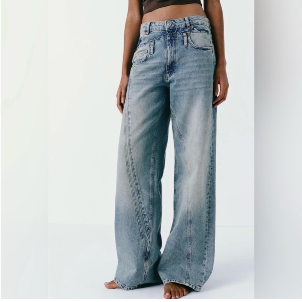 Zara Double Waist Wide Leg Jean Size 6